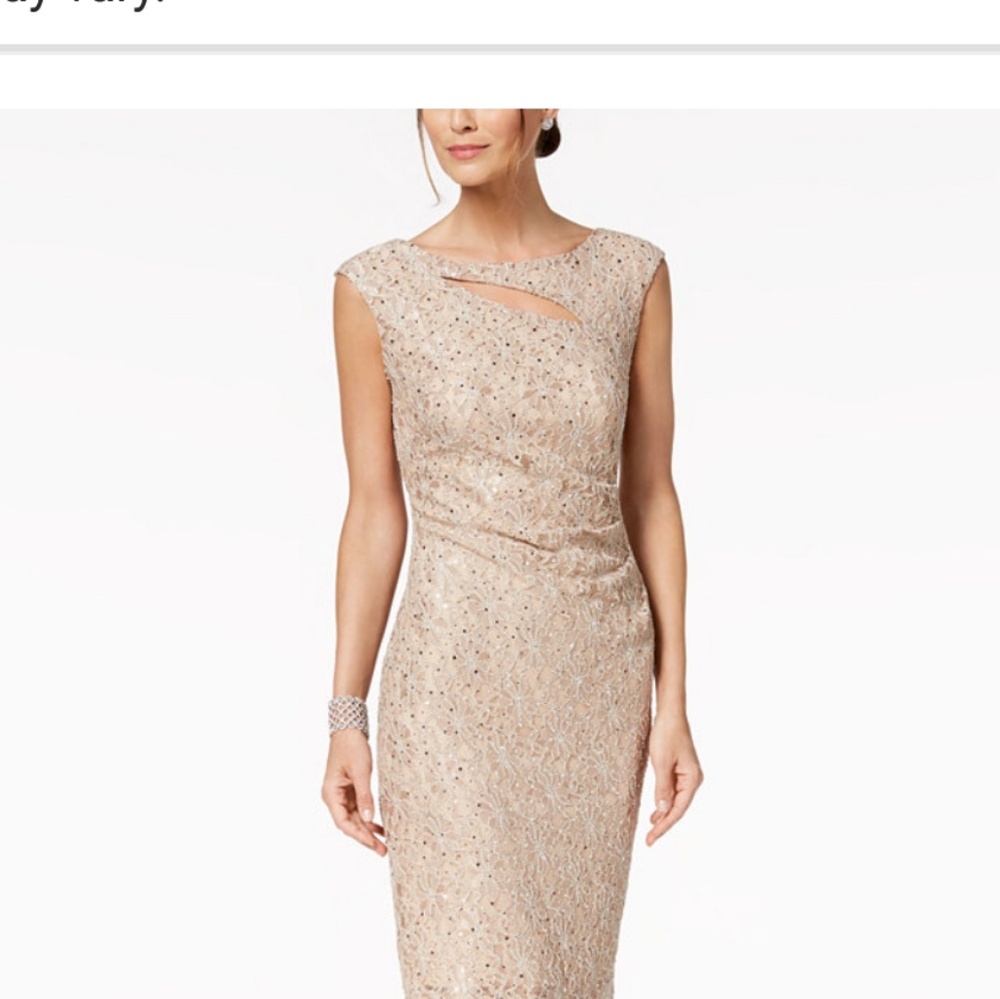 Connected Sequined Lace Cutout Sheath Dress